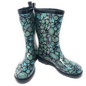 Women's Rubber Mid Calf Rain Boots, #3157, Paisley